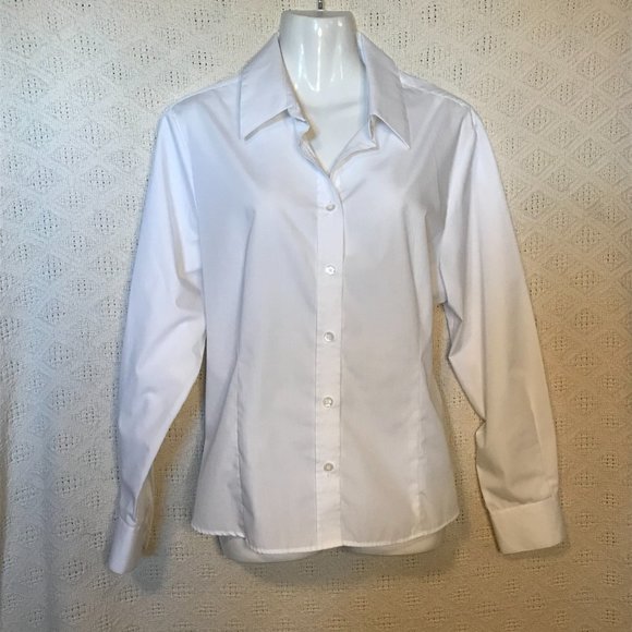 CLOSET CLEAROUT Classic White Button Down Shirt by Haggar  - Petites - Picture 1 of 8